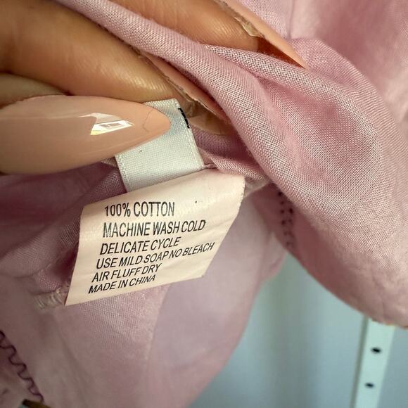 Cake sz‎ S Pink Gold Embroidered Cotton Blouse Prairie Cottagecore Fairy - Picture 4 of 8
